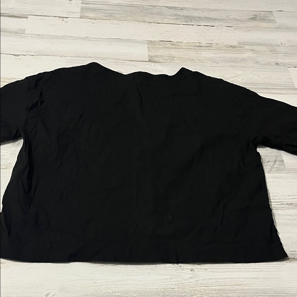Vince Black Linen Blend Boxy Short Sleeve Women's Top Size Large - Picture 5 of 9